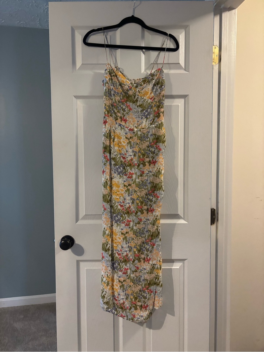 Reformation Floral Slip Maxi Dress in Yellow, Green & Cream